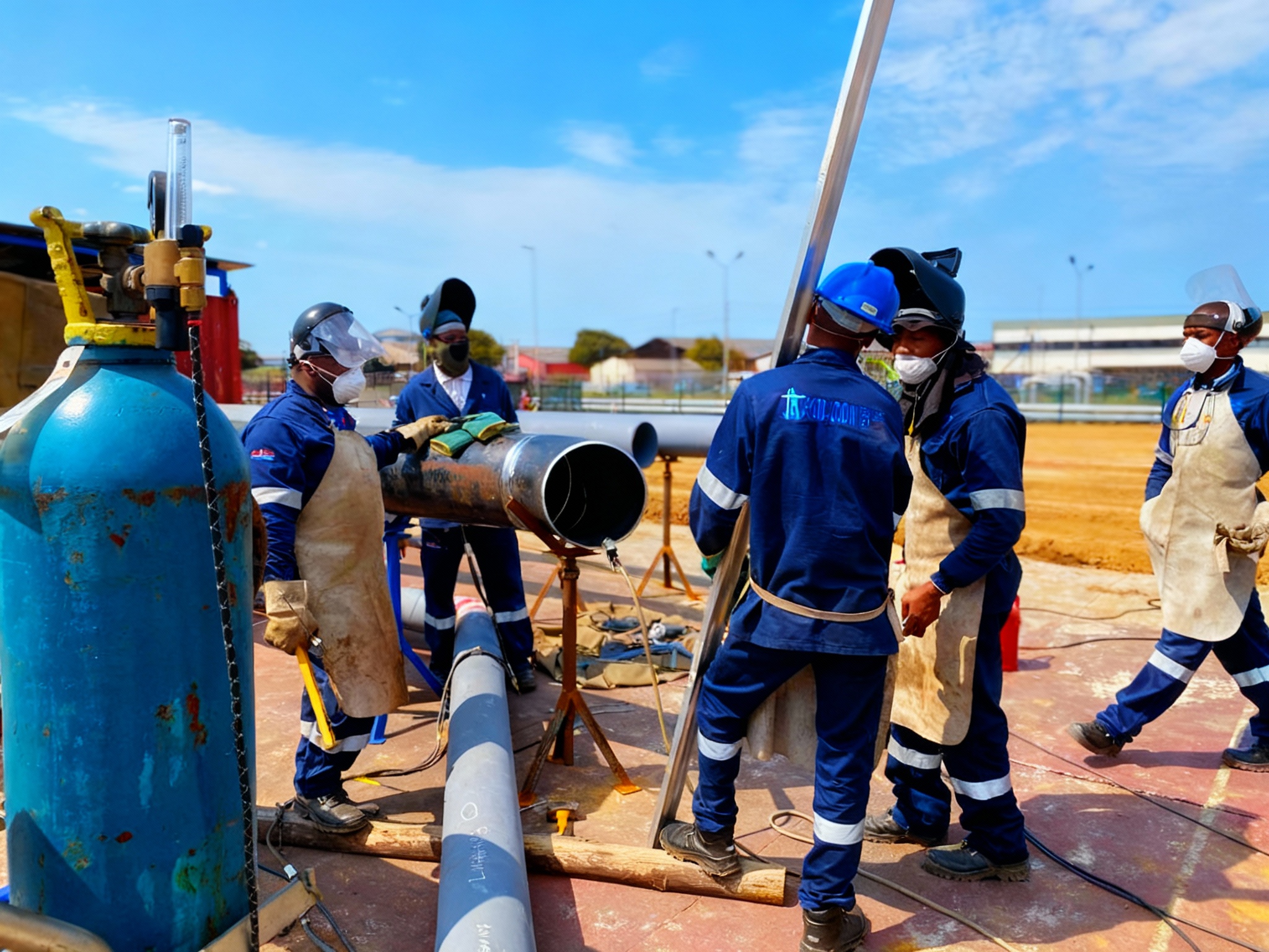 Equipa da ROD.CON fabricando e montando estruturas metálicas